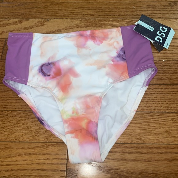 DSG Girls High Waisted Swim Bottoms Bikini Size Large Inky Overdye‎ - Picture 1 of 3
